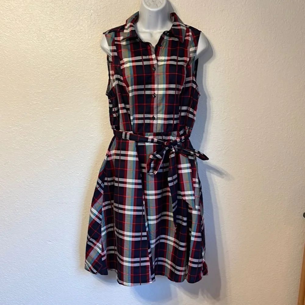 Torrid Red and Black Buttoned Tie Front Midi Dress